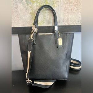 Coach Black Madison Saffiano Leather Mini Tote Bag